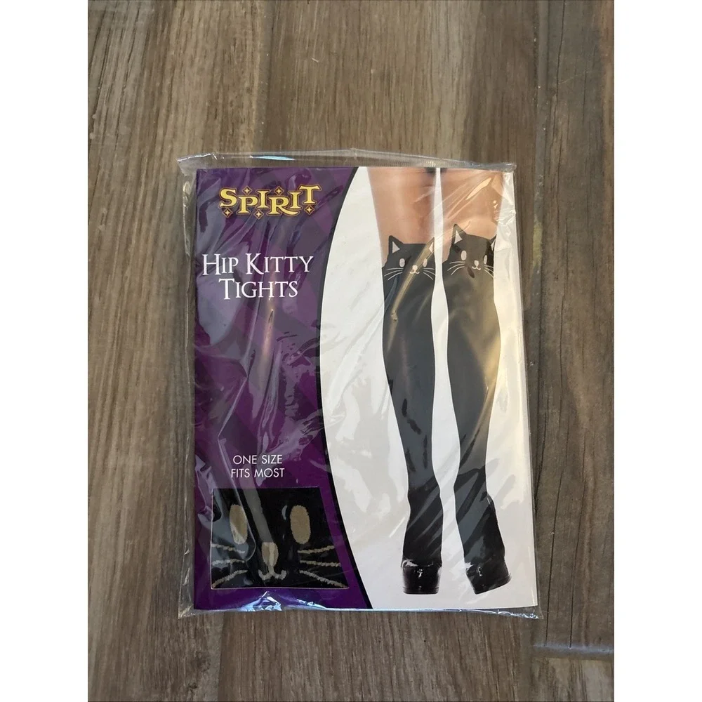 Hip Kitty Tights by Spirit-Great for Halloween-Black Ages 14+ One size fits most